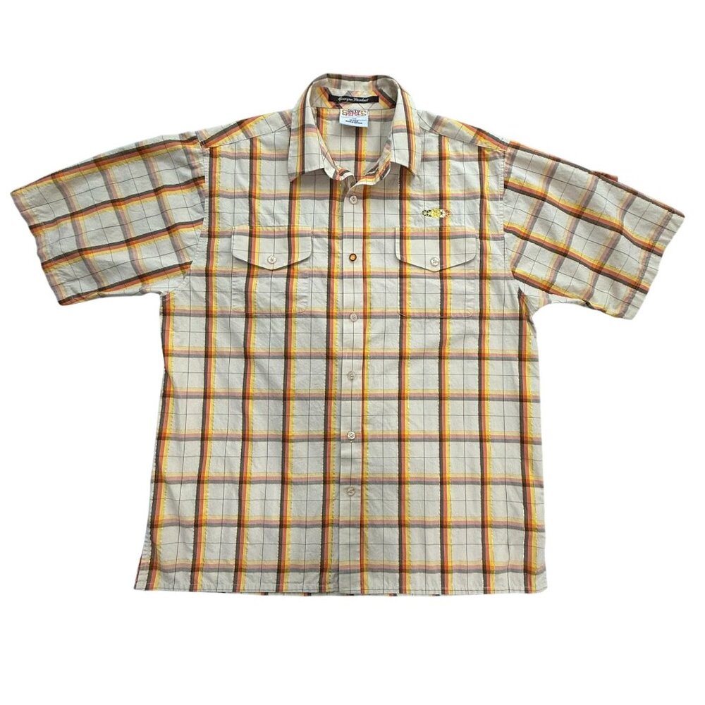 Southpole Mens XL Retro Plaid Short Sleeve Button Up Shirt Hexagon Streetwear